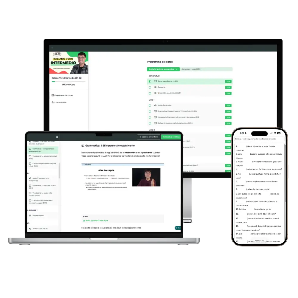 Mockup del corso Italiano Vero Intermedio